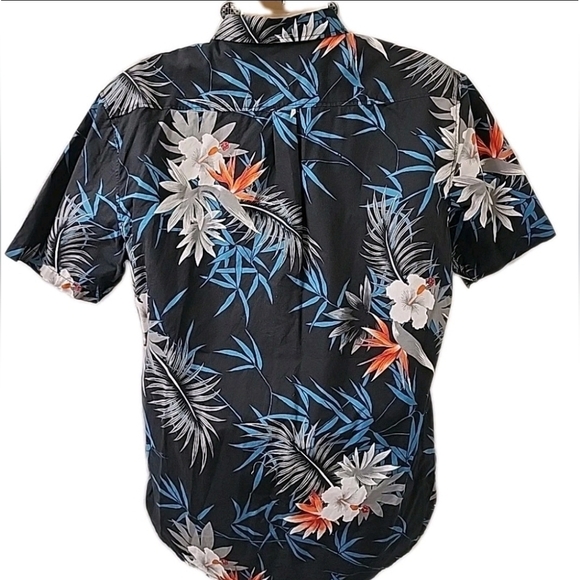 #83 Vans Shirt Mens X LARGE Black Button Up Floral HawaiianTailored Fit - Picture 3 of 4